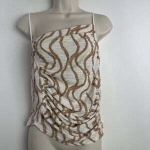 Free People Women's Sand Dunes Tank Top Sleeveless Ivory White Size Med NWT